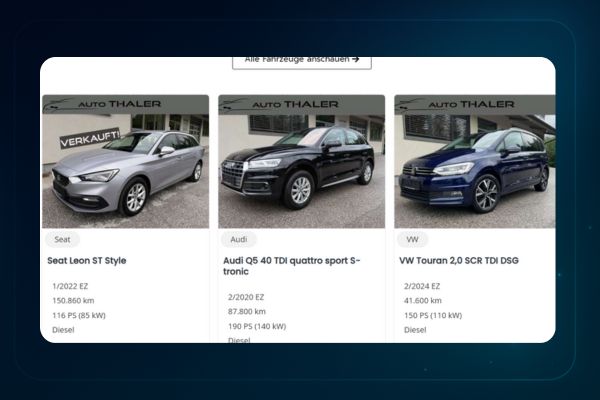 Autothaler - Autohaus Website Screenshot 2